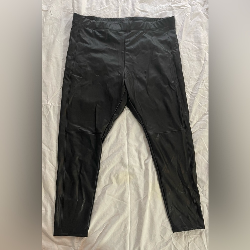 Express Super High Waisted Faux Leather Seamed Leggings